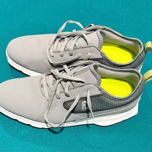 FootJoy-Light Gray and Neon Yellow/green golf shoes